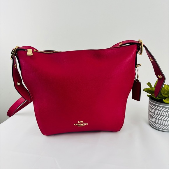 Coach Handbags - Coach Crossbody Dufflette Rare Fuchsia Pink Pebbled Leather Bag 21377